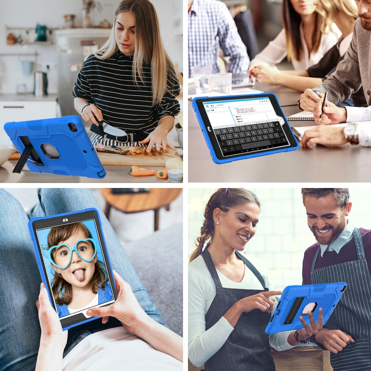 For iPad 10.2 2021 / 2020 / 2019 Contrast Color Robot Shockproof Silicone + PC Protective Case with Holder