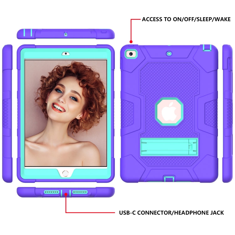 For iPad 10.2 2021 / 2020 / 2019 Contrast Color Robot Shockproof Silicone + PC Protective Case with Holder