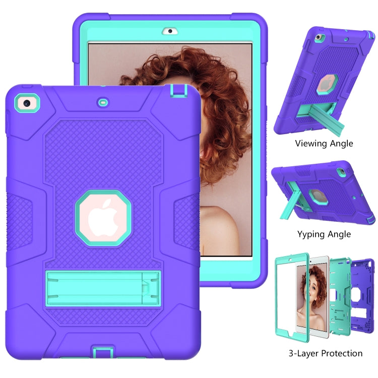 For iPad 10.2 2021 / 2020 / 2019 Contrast Color Robot Shockproof Silicone + PC Protective Case with Holder