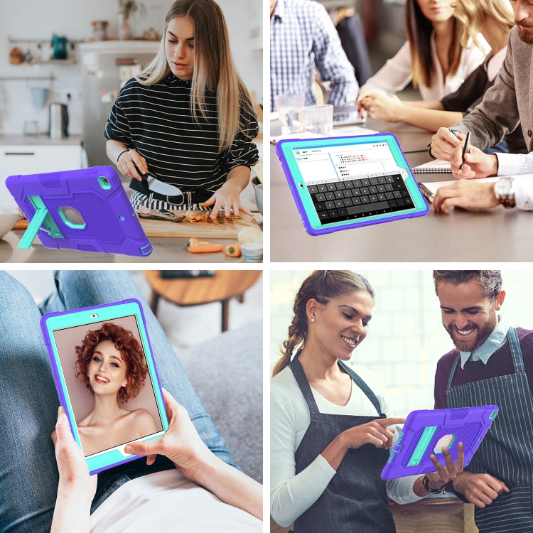 For iPad 10.2 2021 / 2020 / 2019 Contrast Color Robot Shockproof Silicone + PC Protective Case with Holder