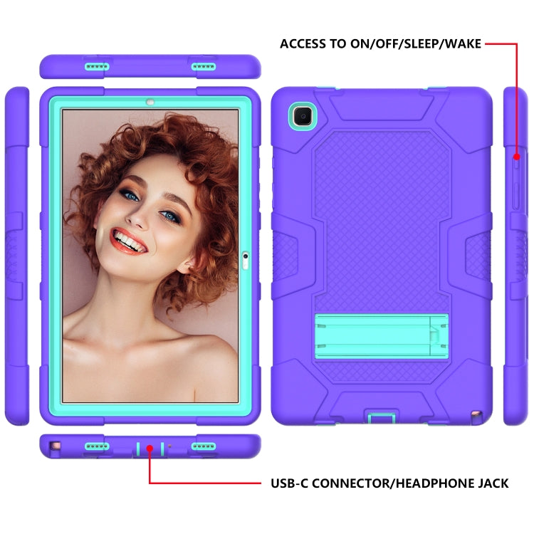 For Samsung Galaxy Tab A7 10.4 (2020) T500 / T505 Contrast Color Robot Shockproof Silicone + PC Protective Case with Holder