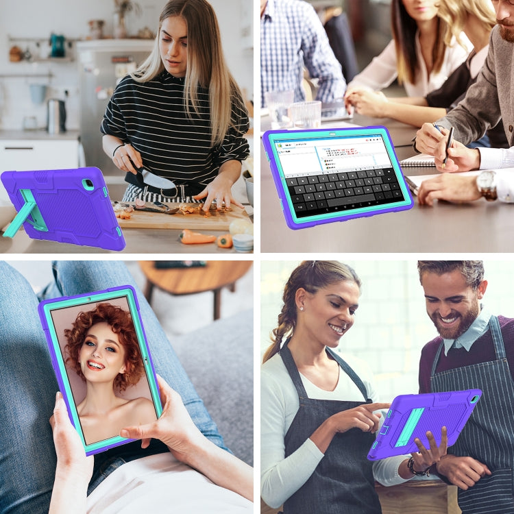 For Samsung Galaxy Tab A7 10.4 (2020) T500 / T505 Contrast Color Robot Shockproof Silicone + PC Protective Case with Holder