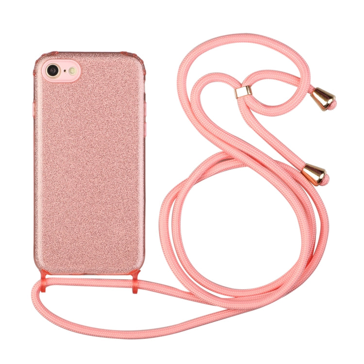 For iPhone SE 2022 / SE 2020 / 8 / 7 Glitter Powder Shockproof TPU Protective Case with Lanyard