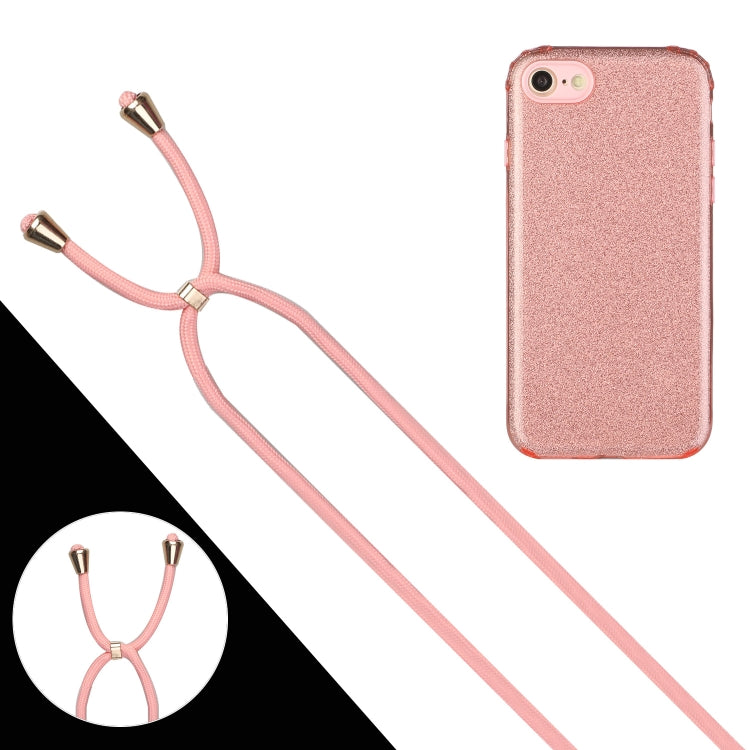 For iPhone SE 2022 / SE 2020 / 8 / 7 Glitter Powder Shockproof TPU Protective Case with Lanyard