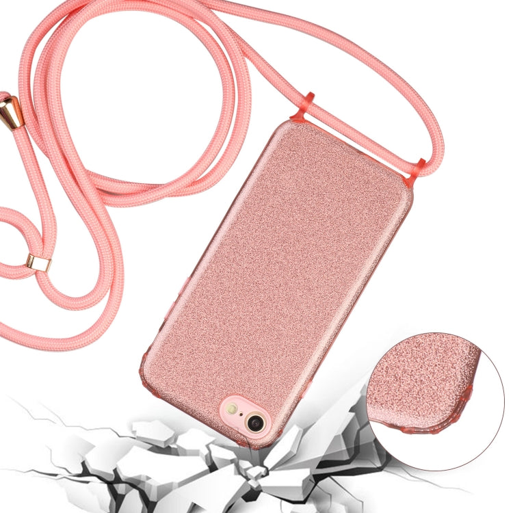 For iPhone SE 2022 / SE 2020 / 8 / 7 Glitter Powder Shockproof TPU Protective Case with Lanyard