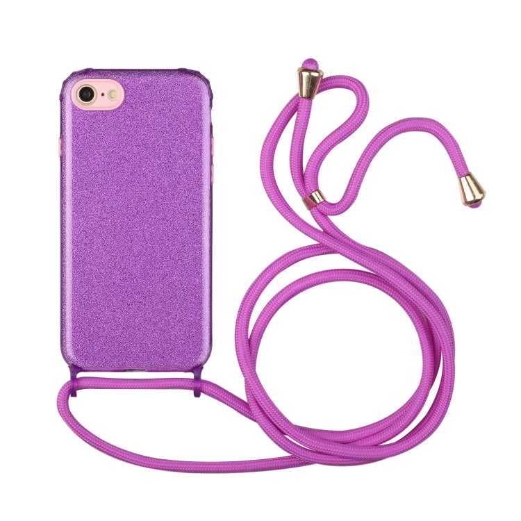 For iPhone SE 2022 / SE 2020 / 8 / 7 Glitter Powder Shockproof TPU Protective Case with Lanyard