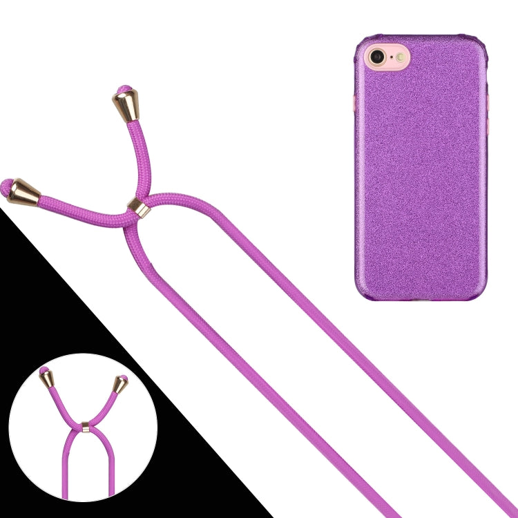 For iPhone SE 2022 / SE 2020 / 8 / 7 Glitter Powder Shockproof TPU Protective Case with Lanyard