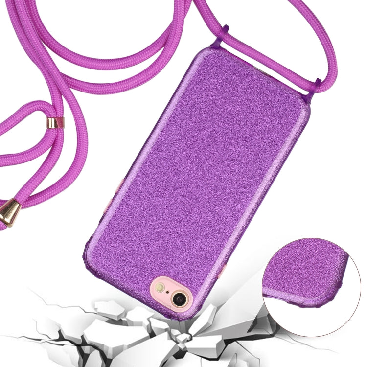 For iPhone SE 2022 / SE 2020 / 8 / 7 Glitter Powder Shockproof TPU Protective Case with Lanyard