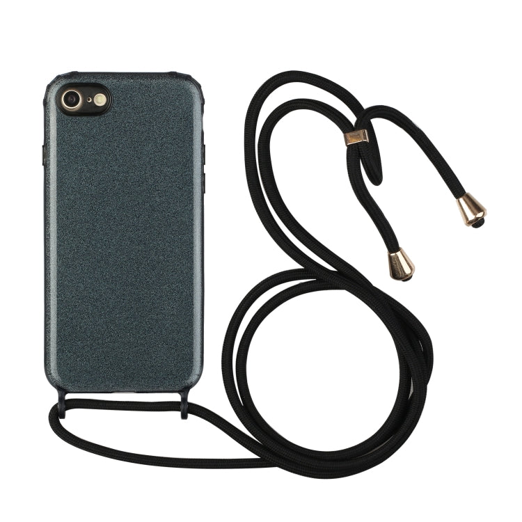 For iPhone SE 2022 / SE 2020 / 8 / 7 Glitter Powder Shockproof TPU Protective Case with Lanyard