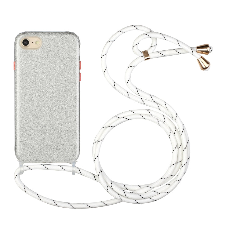For iPhone SE 2022 / SE 2020 / 8 / 7 Glitter Powder Shockproof TPU Protective Case with Lanyard