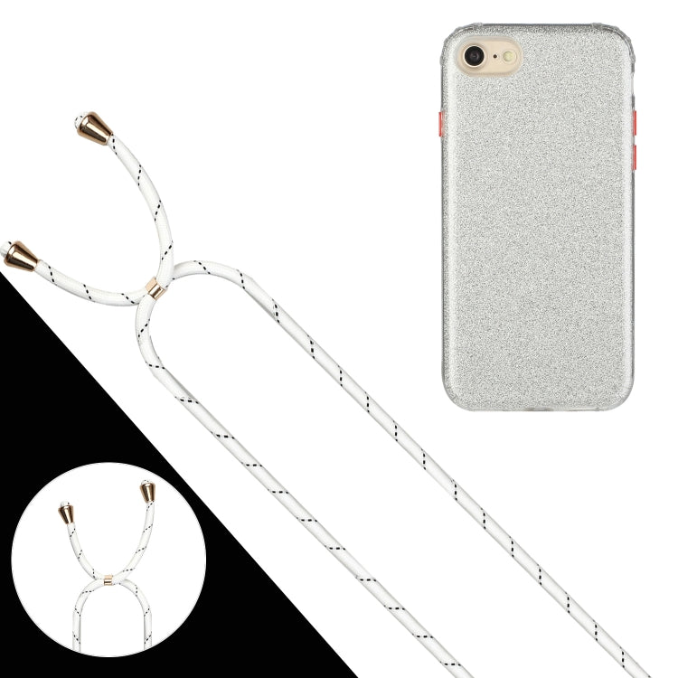 For iPhone SE 2022 / SE 2020 / 8 / 7 Glitter Powder Shockproof TPU Protective Case with Lanyard