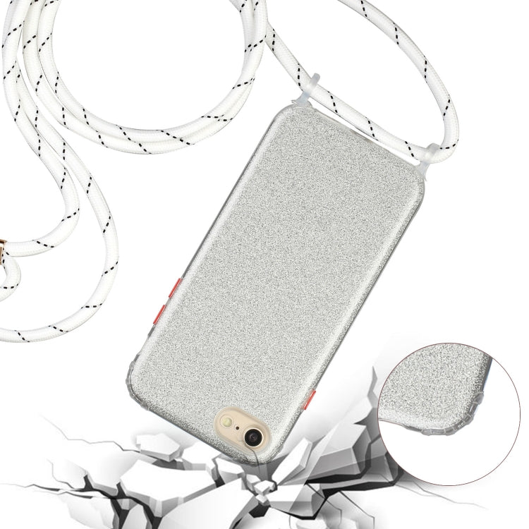 For iPhone SE 2022 / SE 2020 / 8 / 7 Glitter Powder Shockproof TPU Protective Case with Lanyard