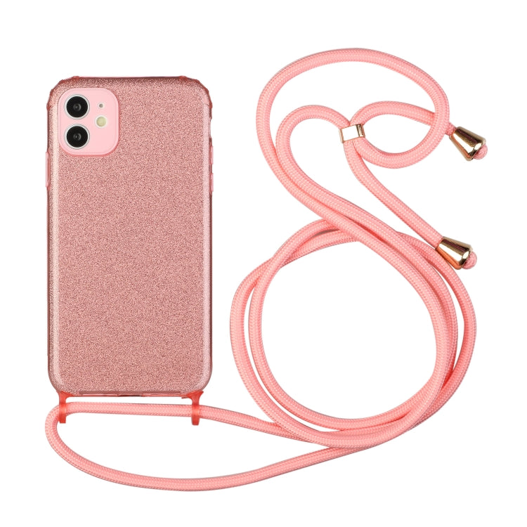 For iPhone 11 Glitter Powder Shockproof TPU Protective Case with Lanyard
