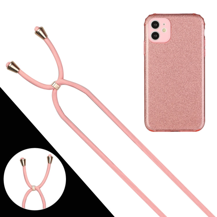 For iPhone 11 Glitter Powder Shockproof TPU Protective Case with Lanyard