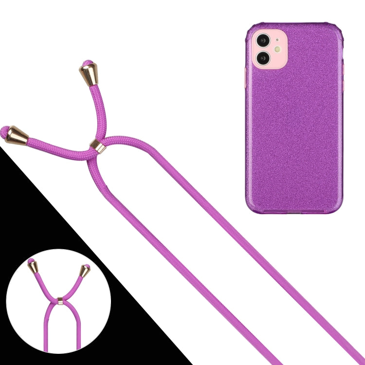For iPhone 11 Glitter Powder Shockproof TPU Protective Case with Lanyard
