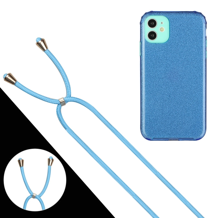 For iPhone 11 Glitter Powder Shockproof TPU Protective Case with Lanyard