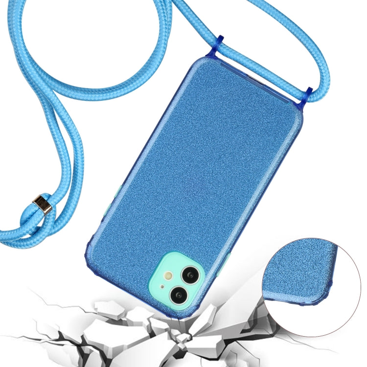 For iPhone 11 Glitter Powder Shockproof TPU Protective Case with Lanyard
