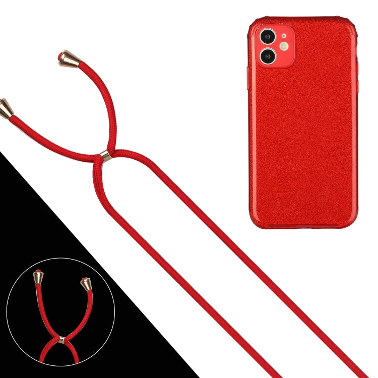 For iPhone 11 Glitter Powder Shockproof TPU Protective Case with Lanyard