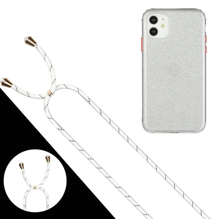 For iPhone 11 Glitter Powder Shockproof TPU Protective Case with Lanyard