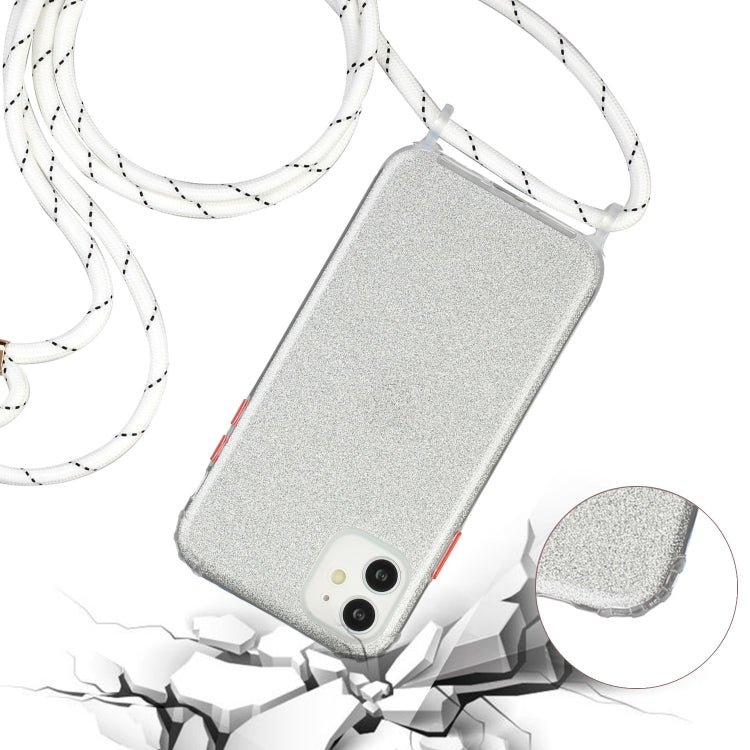 For iPhone 11 Glitter Powder Shockproof TPU Protective Case with Lanyard