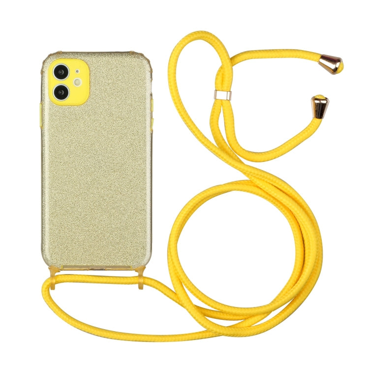 For iPhone 11 Glitter Powder Shockproof TPU Protective Case with Lanyard