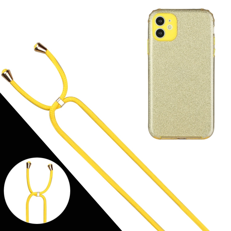 For iPhone 11 Glitter Powder Shockproof TPU Protective Case with Lanyard