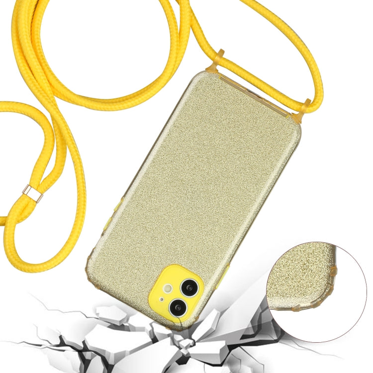 For iPhone 11 Glitter Powder Shockproof TPU Protective Case with Lanyard