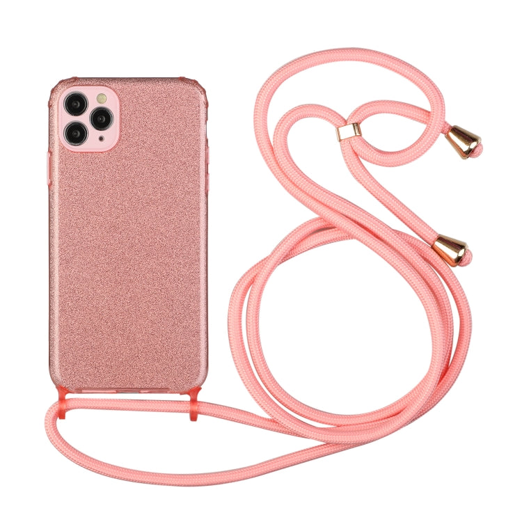 For iPhone 11 Pro Glitter Powder Shockproof TPU Protective Case with Lanyard