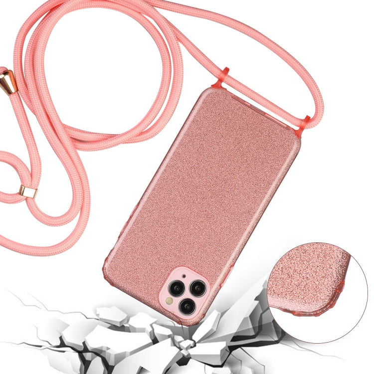 For iPhone 11 Pro Glitter Powder Shockproof TPU Protective Case with Lanyard