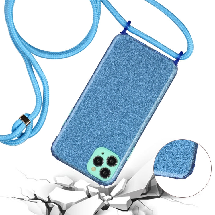 For iPhone 11 Pro Glitter Powder Shockproof TPU Protective Case with Lanyard