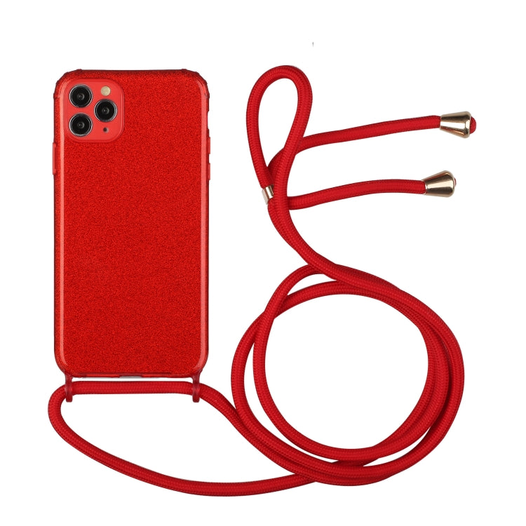 For iPhone 11 Pro Glitter Powder Shockproof TPU Protective Case with Lanyard