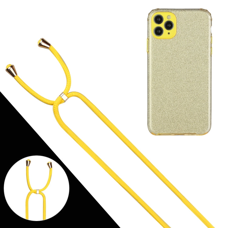 For iPhone 11 Pro Glitter Powder Shockproof TPU Protective Case with Lanyard