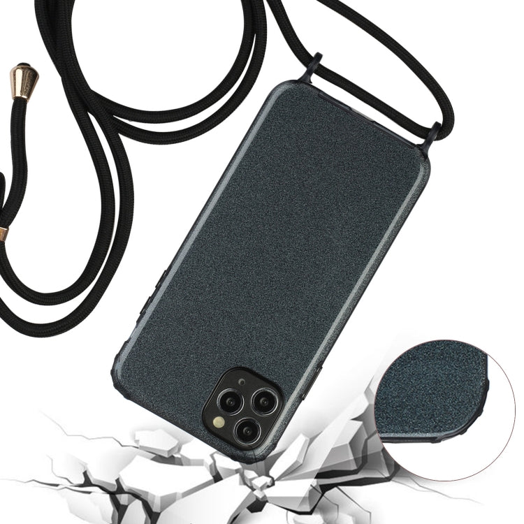 For iPhone 11 Pro Max Glitter Powder Shockproof TPU Protective Case with Lanyard