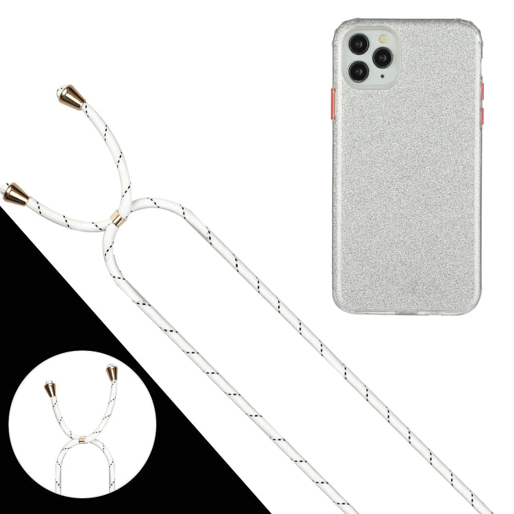 For iPhone 11 Pro Max Glitter Powder Shockproof TPU Protective Case with Lanyard