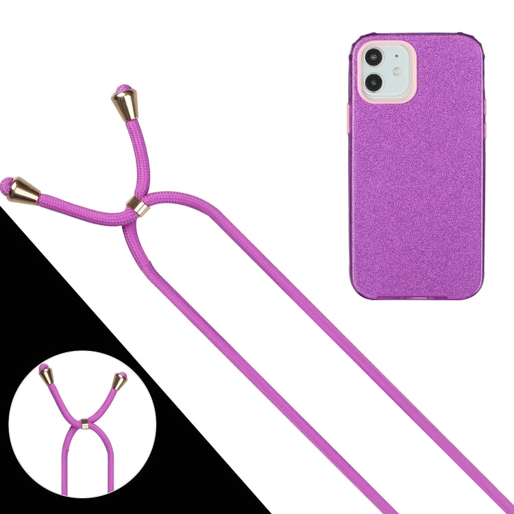 For iPhone 12 mini Glitter Powder Shockproof TPU Protective Case with Lanyard