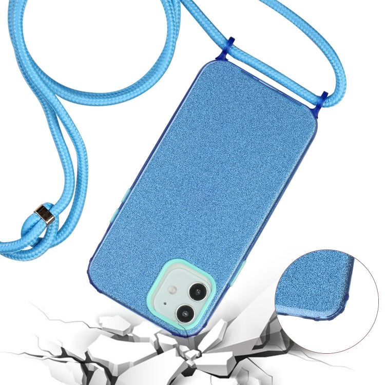 For iPhone 12 mini Glitter Powder Shockproof TPU Protective Case with Lanyard