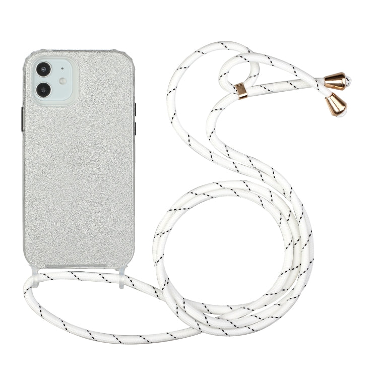 For iPhone 12 mini Glitter Powder Shockproof TPU Protective Case with Lanyard