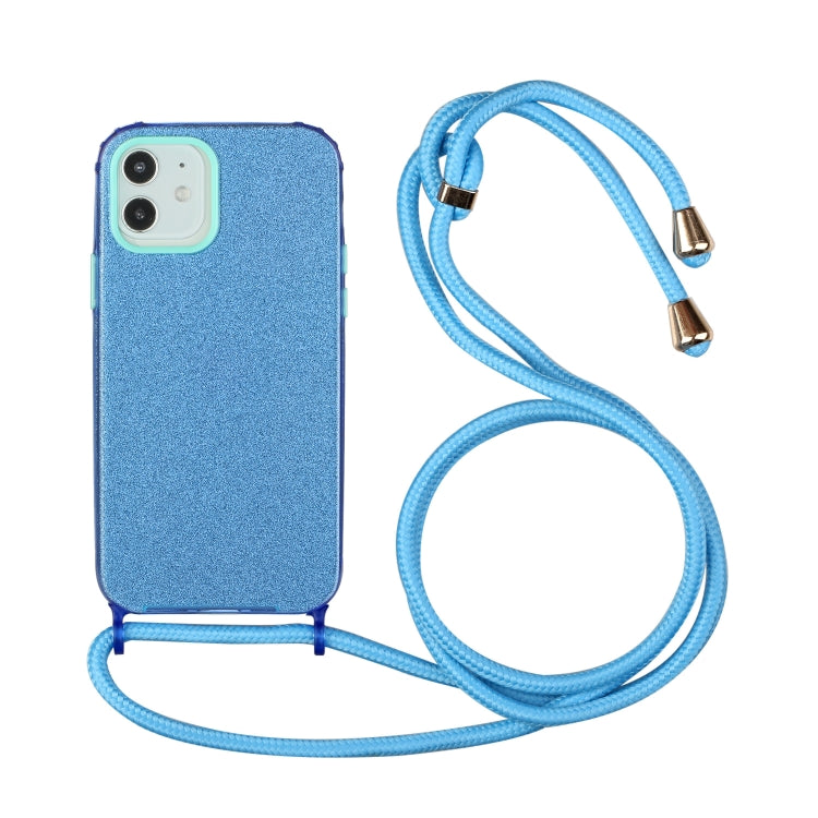 For iPhone 12 / 12 Pro Glitter Powder Shockproof TPU Protective Case with Lanyard