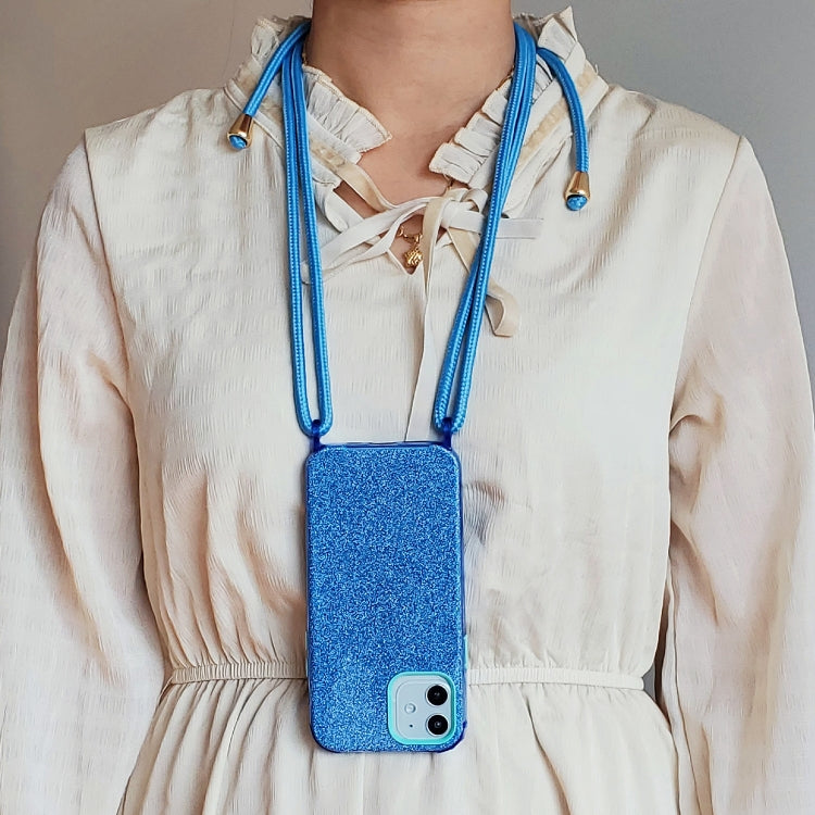 For iPhone 12 / 12 Pro Glitter Powder Shockproof TPU Protective Case with Lanyard