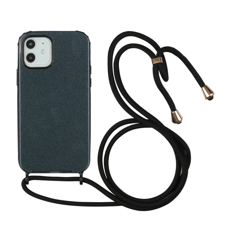 For iPhone 12 / 12 Pro Glitter Powder Shockproof TPU Protective Case with Lanyard