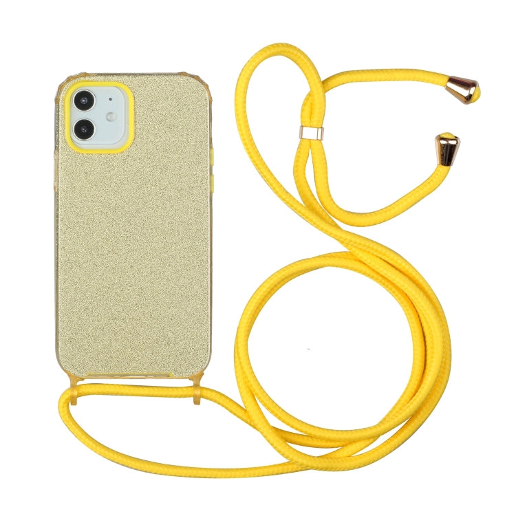 For iPhone 12 / 12 Pro Glitter Powder Shockproof TPU Protective Case with Lanyard