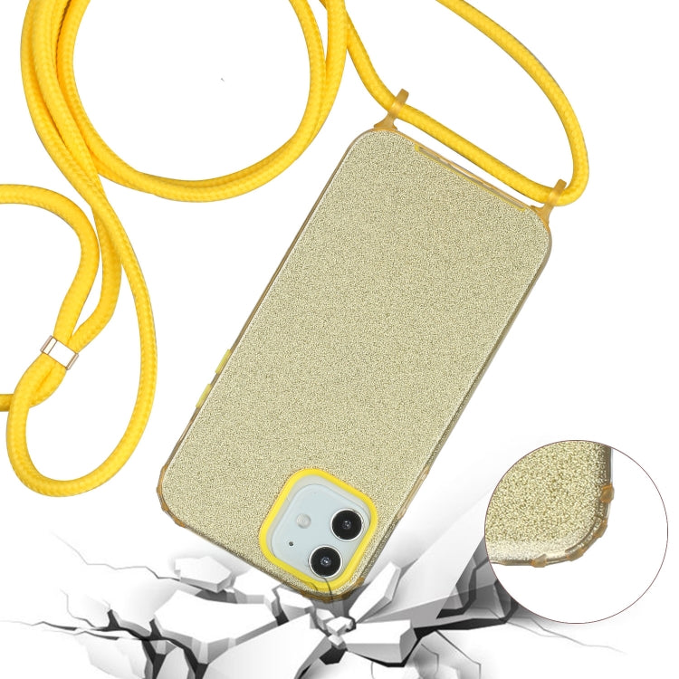 For iPhone 12 / 12 Pro Glitter Powder Shockproof TPU Protective Case with Lanyard