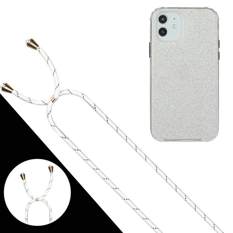 For iPhone 12 Pro Max Glitter Powder Shockproof TPU Protective Case with Lanyard