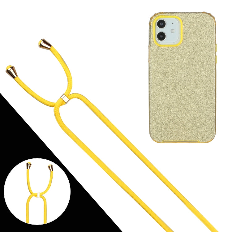 For iPhone 12 Pro Max Glitter Powder Shockproof TPU Protective Case with Lanyard