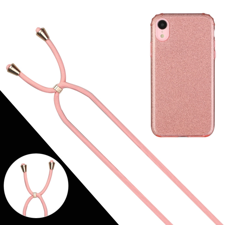 For iPhone XR Glitter Powder Shockproof TPU Protective Case with Lanyard