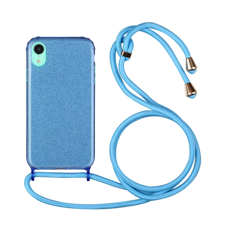 For iPhone XR Glitter Powder Shockproof TPU Protective Case with Lanyard