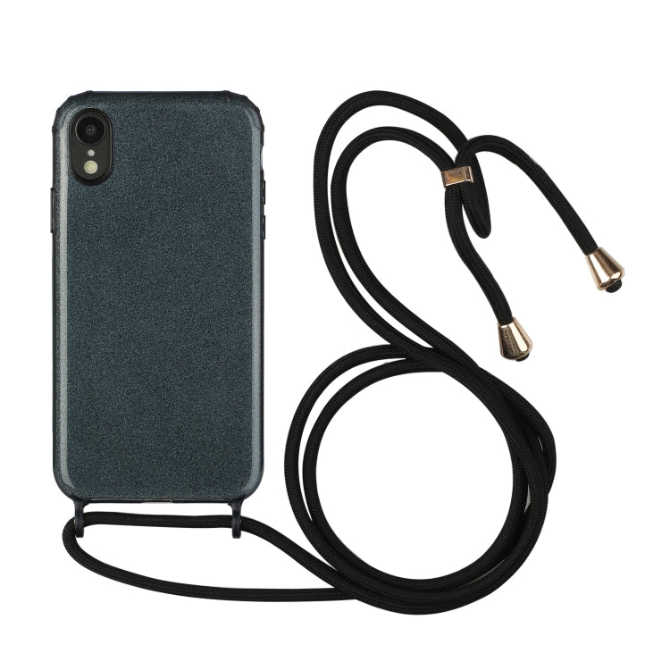 For iPhone XR Glitter Powder Shockproof TPU Protective Case with Lanyard