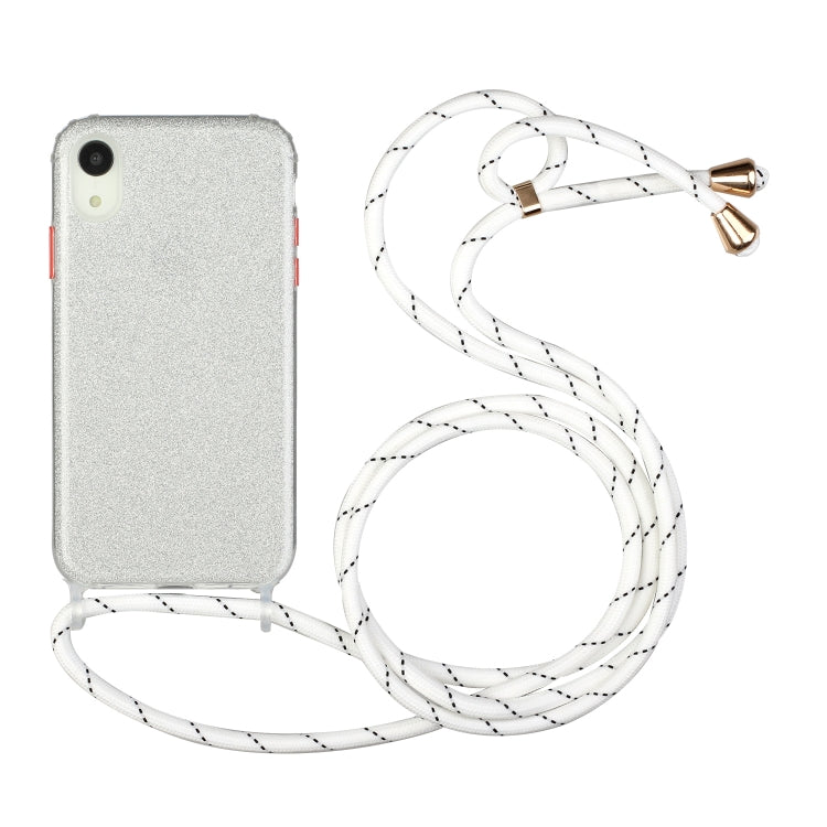 For iPhone XR Glitter Powder Shockproof TPU Protective Case with Lanyard
