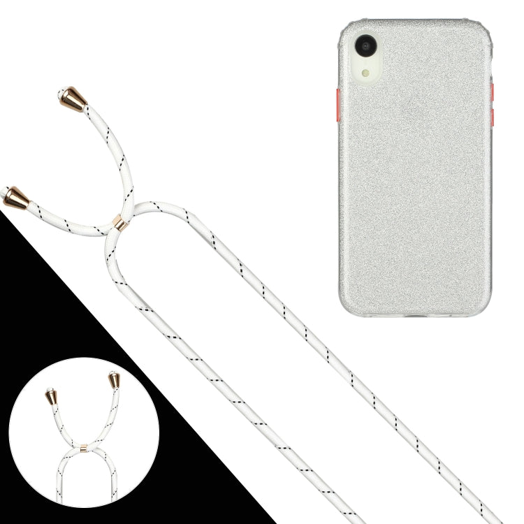 For iPhone XR Glitter Powder Shockproof TPU Protective Case with Lanyard