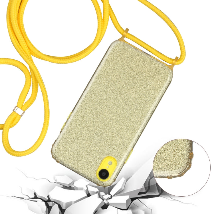 For iPhone XR Glitter Powder Shockproof TPU Protective Case with Lanyard